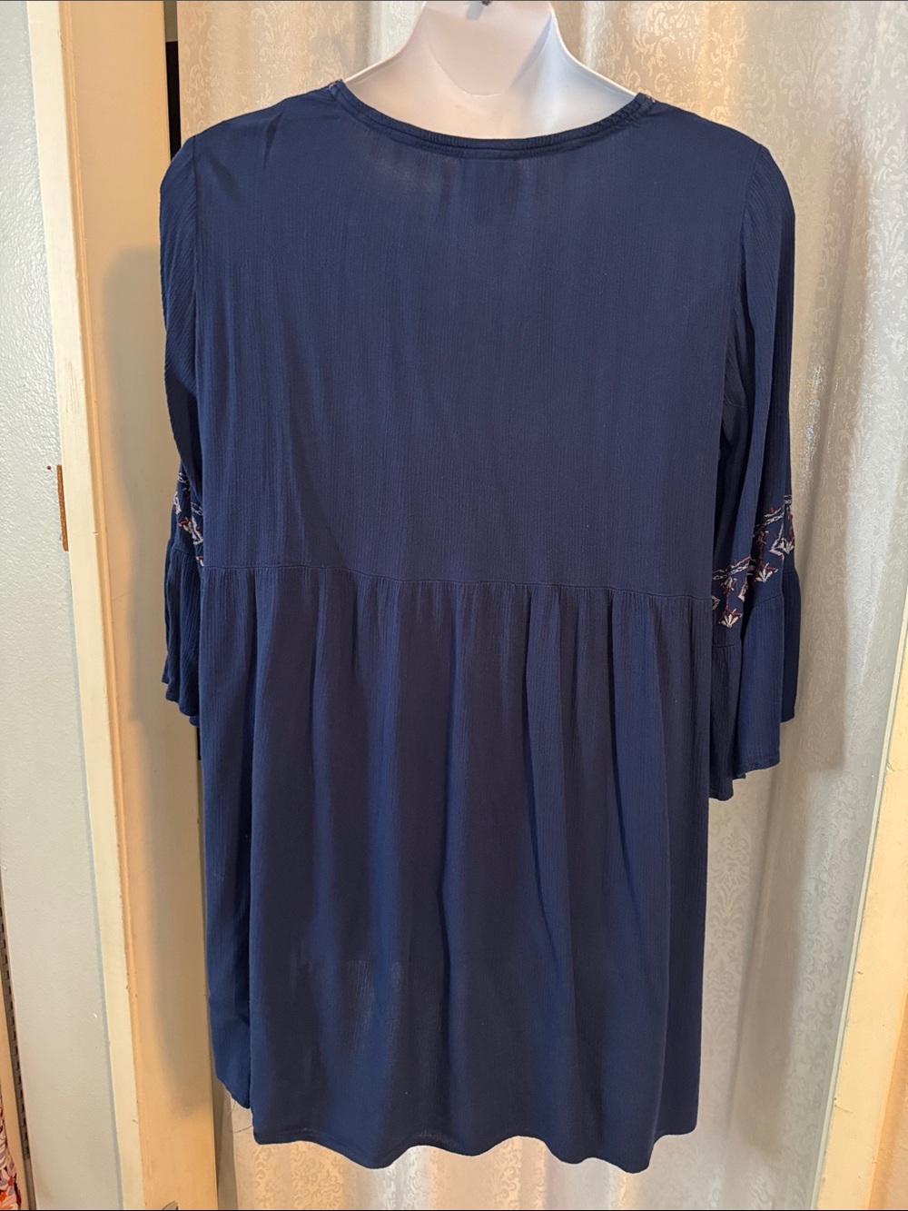 KNOX ROSE Navy Embroidered Smock Ddesd Sz: XXL - Picture 2 of 7